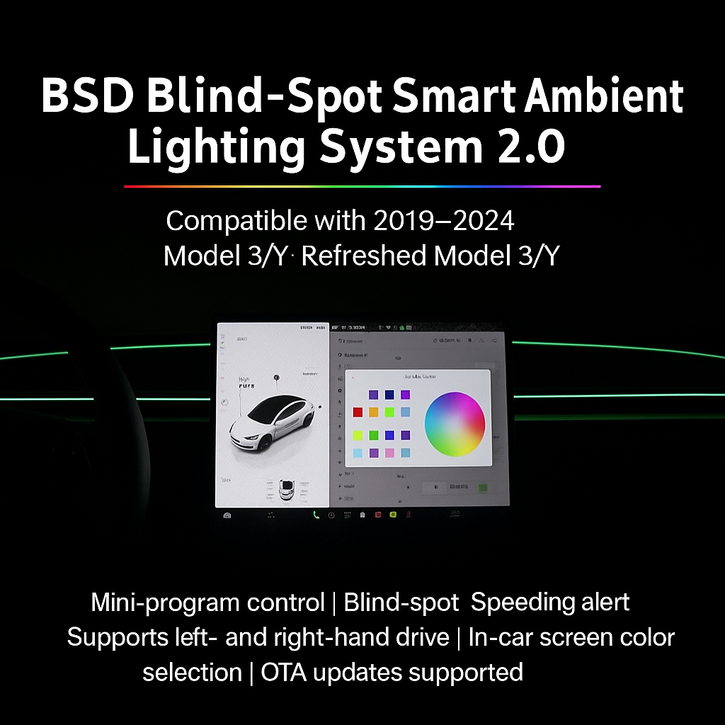 🚘 BSD Smart Ambient Light for Tesla Model Y / Model 3