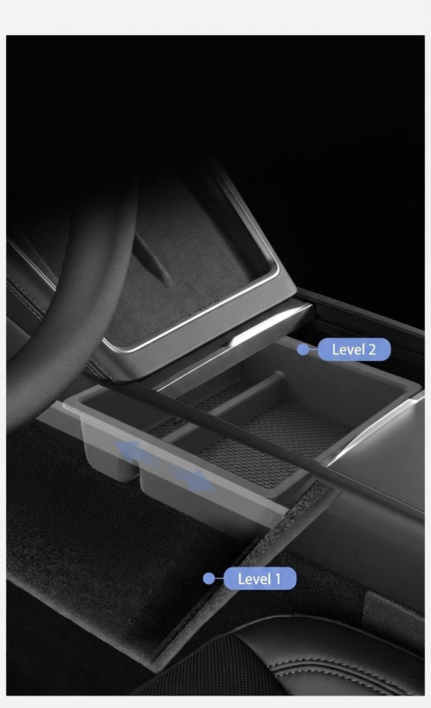 T-mod 2PCS Center Console Organizers set for Model 3 (2024-2025) and Model Y (2026) 5 | T-MOD Canada