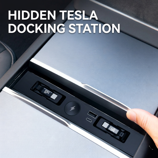 5-in-1 Hidden Center Console USB Hub with Watch Charger & Retractable Cables | For Tesla Model 3 (2024+) & Y (2026+) 2 | T-MOD Canada