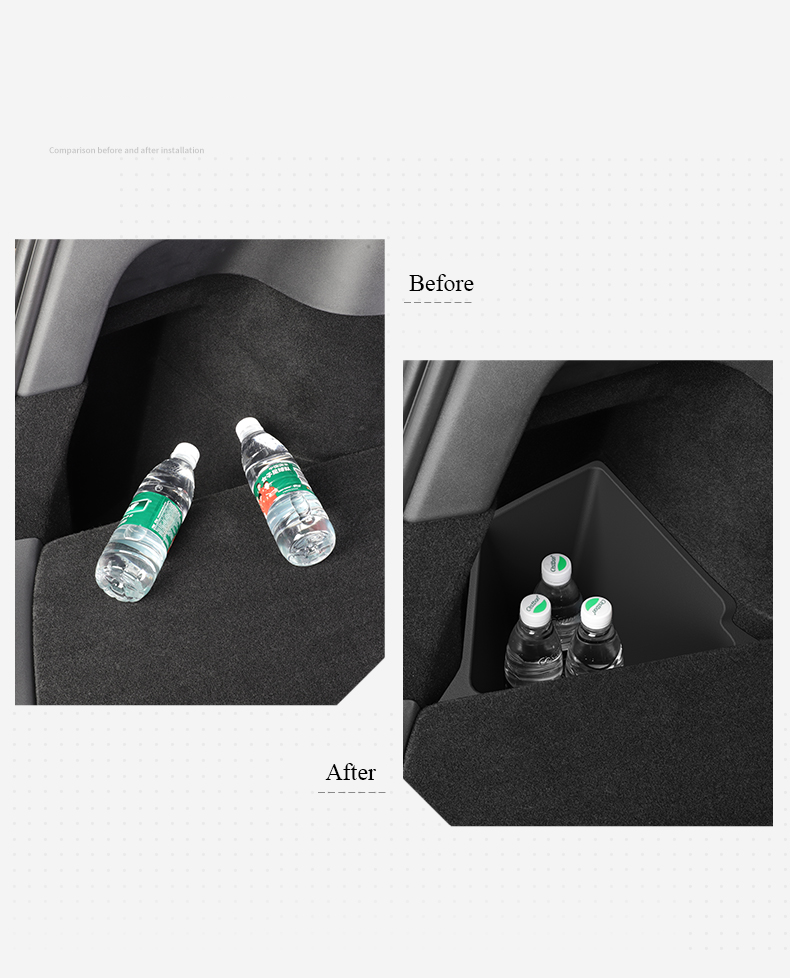 T-mod Latest Version 2021-2025 Tesla Model Y Rear Trunk Bin with Lids, Side Storage Protector Packets for Model Y 5-Seater