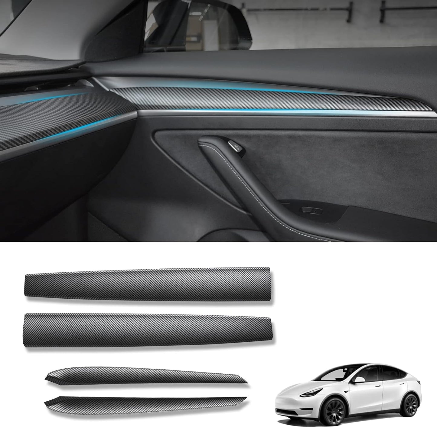 Model Y Gloss Carbon Fiber Dash & Doors Trim Covers
