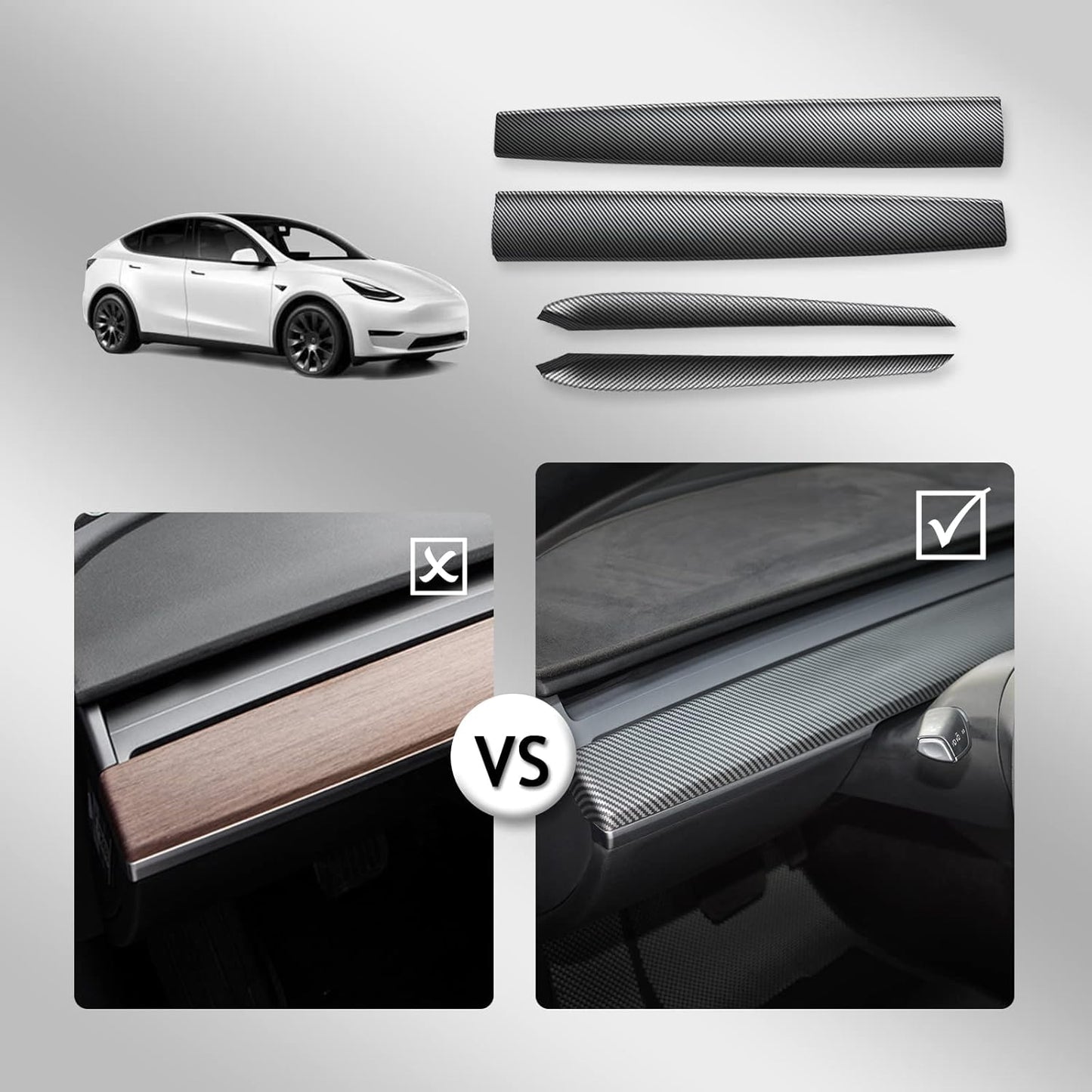 Model Y Gloss Carbon Fiber Dash & Doors Trim Covers