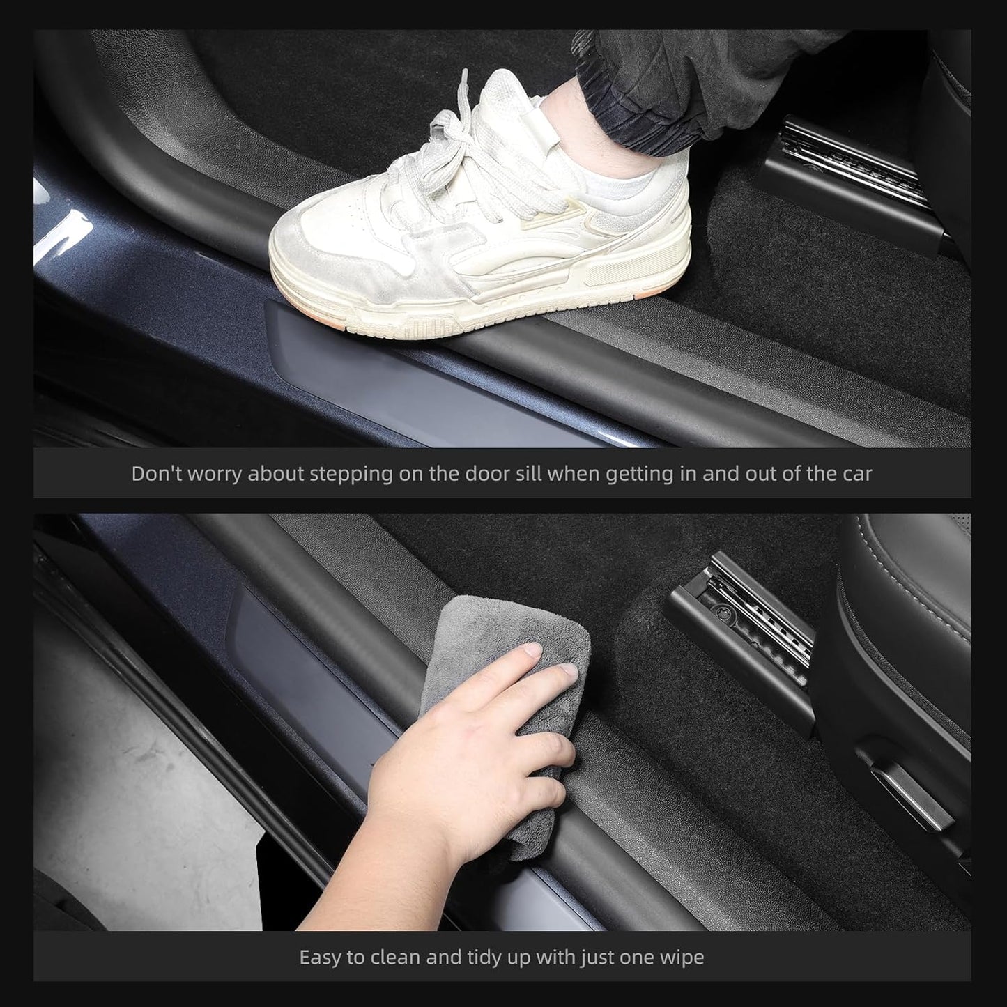 Tesla Model Y Juniper 2025 Front & Rear Door Threshold Strip 2nd Row Seat Lower Protector Anti-dust Pads Door Sill Protective Cover