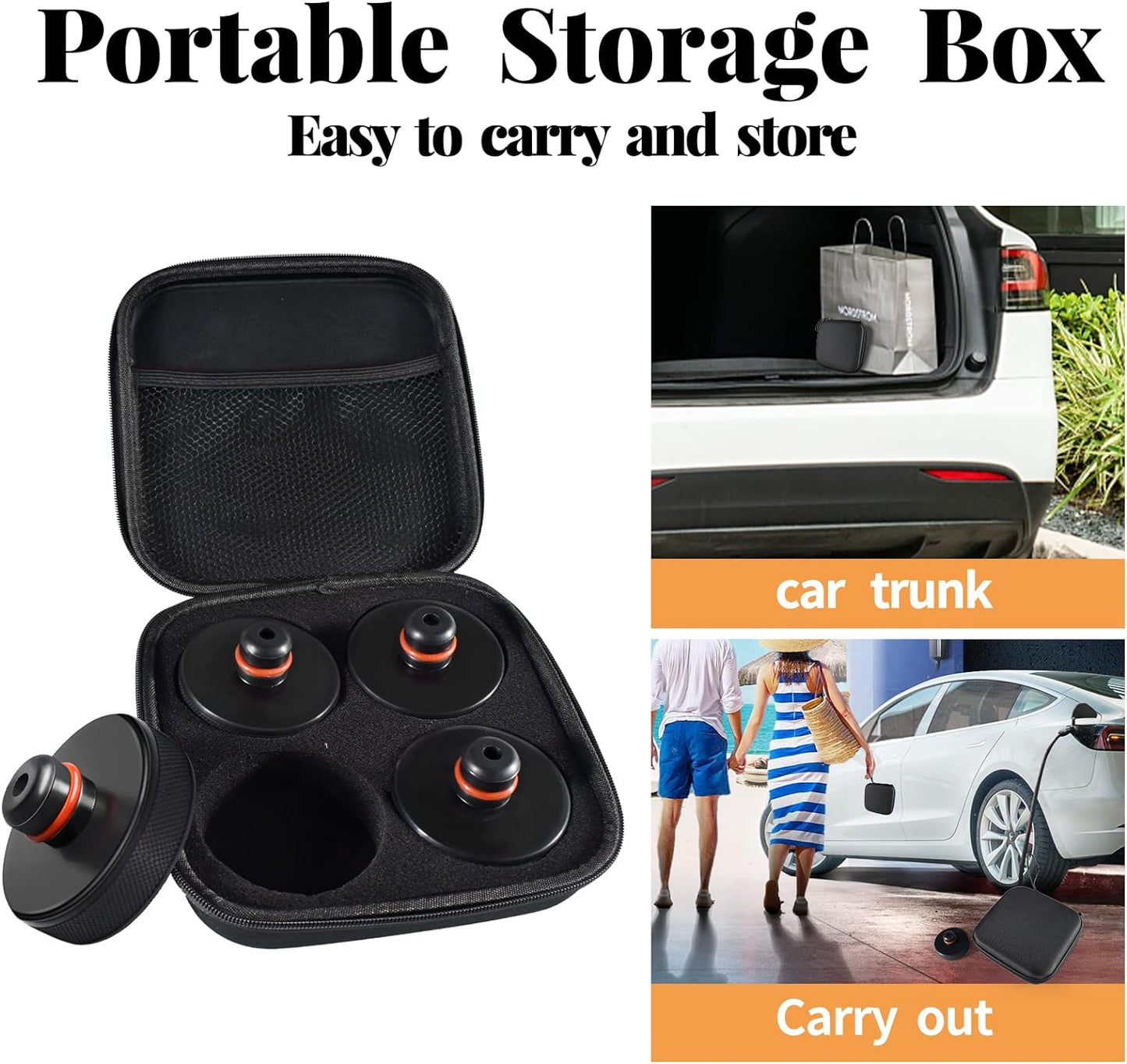 Lifting Jack Pad for Tesla Model 3/S/X/Y, 4 Pucks with Storage Case, Accessories for Tesla Vehicles 2013 to 2024