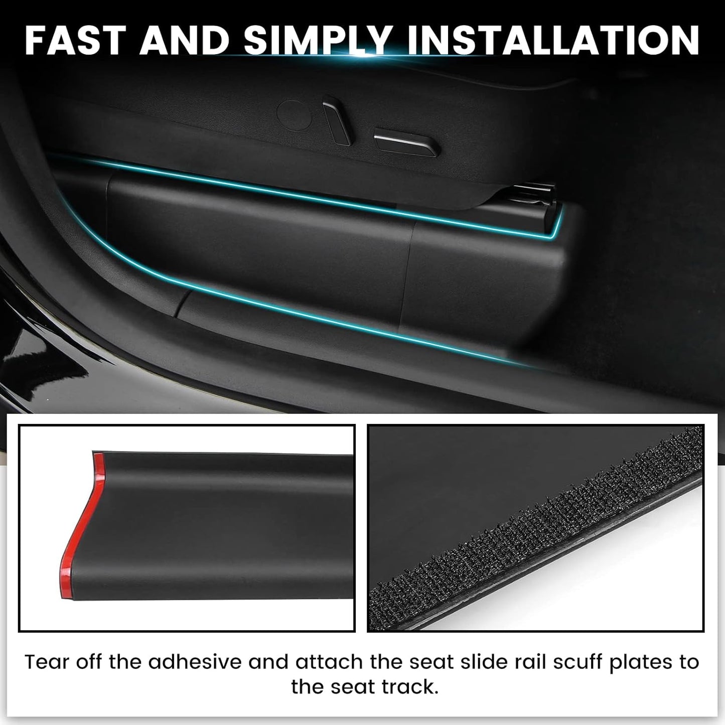 Tesla Model Y Seat Slide Rail Pad Cover Seat Rail Anti-Kick Corner Guard 2023 2022 2021 2020 Tesla Model Y Accessories Car Interior Flocking Protector (7 Pcs)