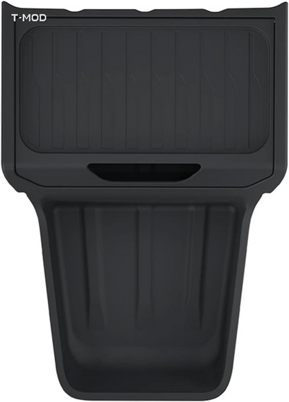 Black TPE under-center-console organizer tray for Tesla Model Y Standard / RWD, product view
