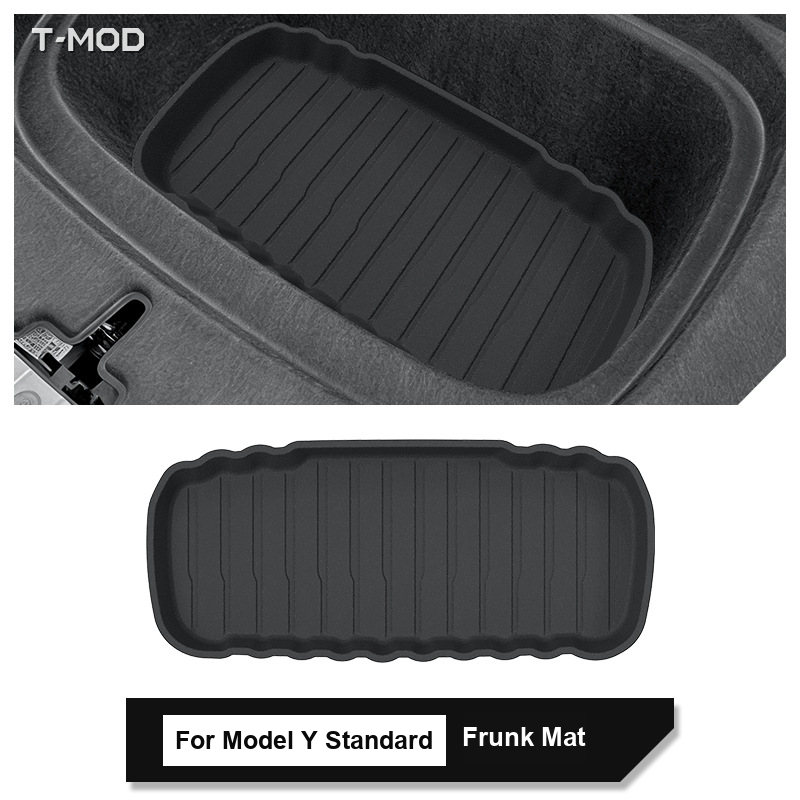Black all-weather TPE frunk mat for Tesla Model Y Standard / RWD (2025-2026)