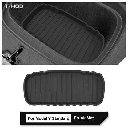 Black all-weather TPE frunk mat for Tesla Model Y Standard / RWD (2025-2026)