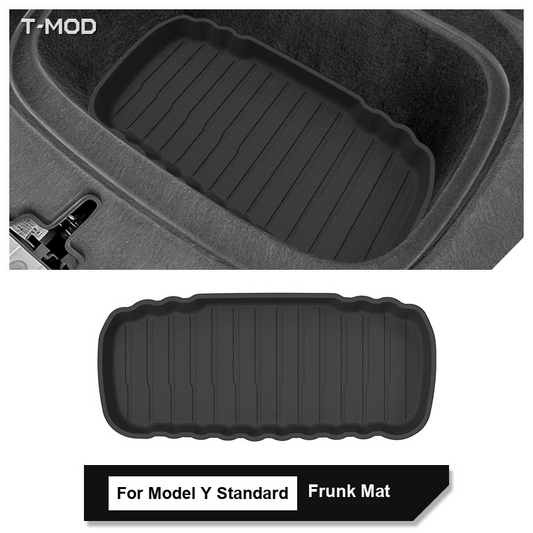 Black all-weather TPE frunk mat for Tesla Model Y Standard / RWD (2025-2026)