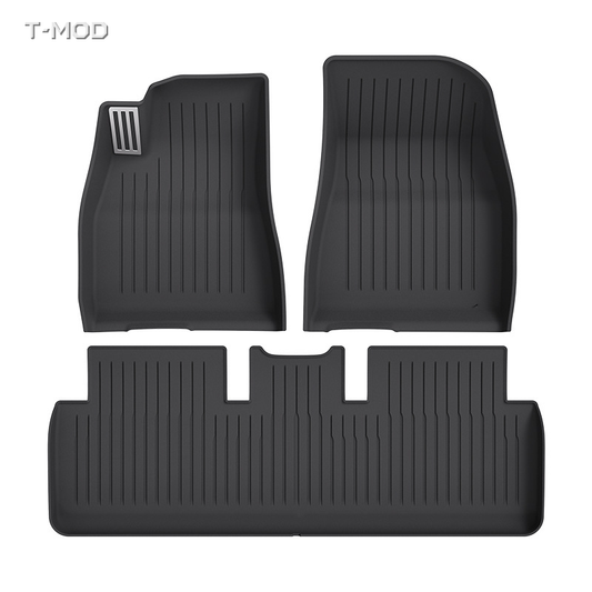 Black TPE floor mats 3 PCS with silver aluminum pedal plate for Tesla Model 3 Highland 2024+