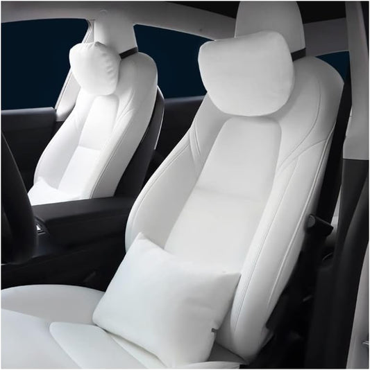 Car Seat Lumbar Pillow for Tesla Model 3 / Model Y, Memory Foam Lumbar Support, White-Lumbar Pillow