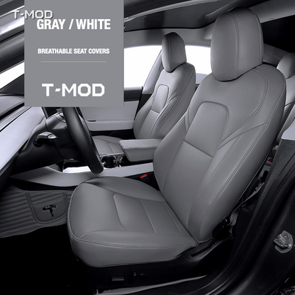 Gray/White seat-cover colour for Tesla Model Y Juniper AWD (2025+)
