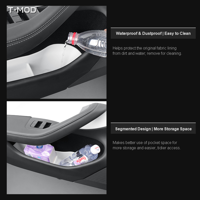 Feature graphic for half-cover door-pocket inserts for Tesla Model Y Juniper AWD and Tesla Model Y Juniper RWD (2025–2026).