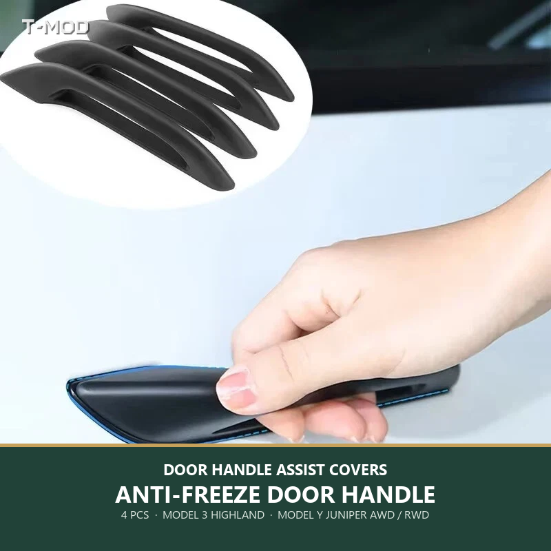 Door handle assist covers, anti-freeze door handle view, 4 PCS, for Tesla Model 3 Highland and Tesla Model Y Juniper AWD/RWD