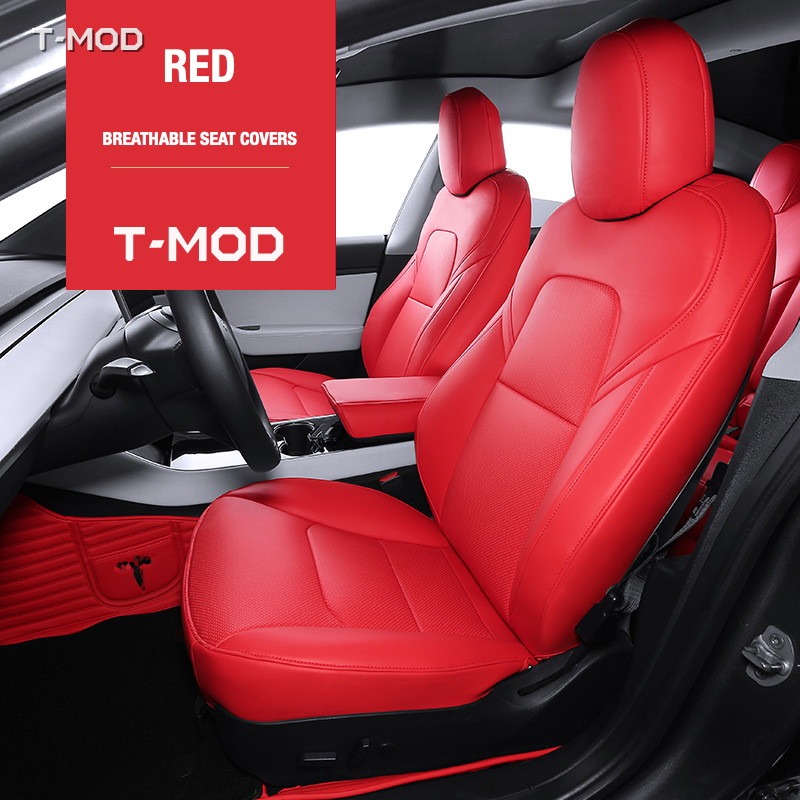 Red seat-cover colour for Tesla Model Y Juniper AWD (2025+)