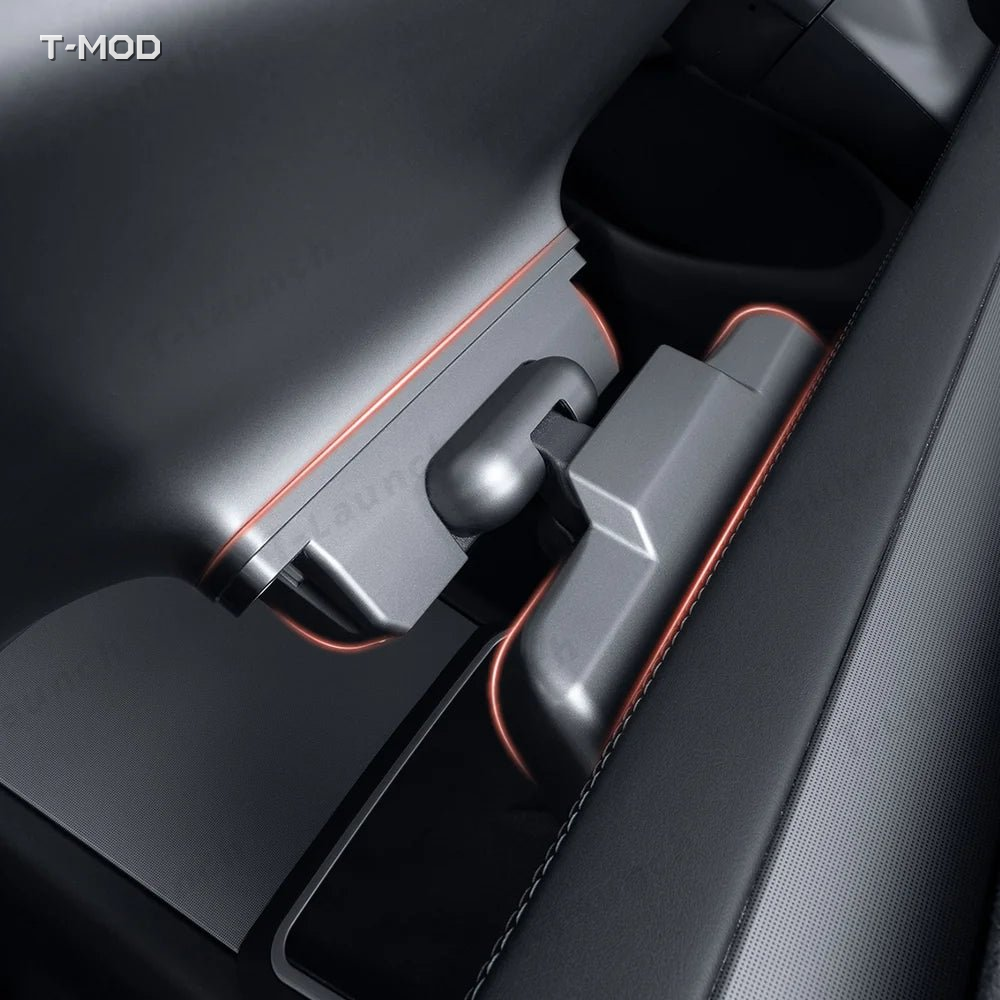 Swivel mount base installed in the Tesla Model Y Juniper center console