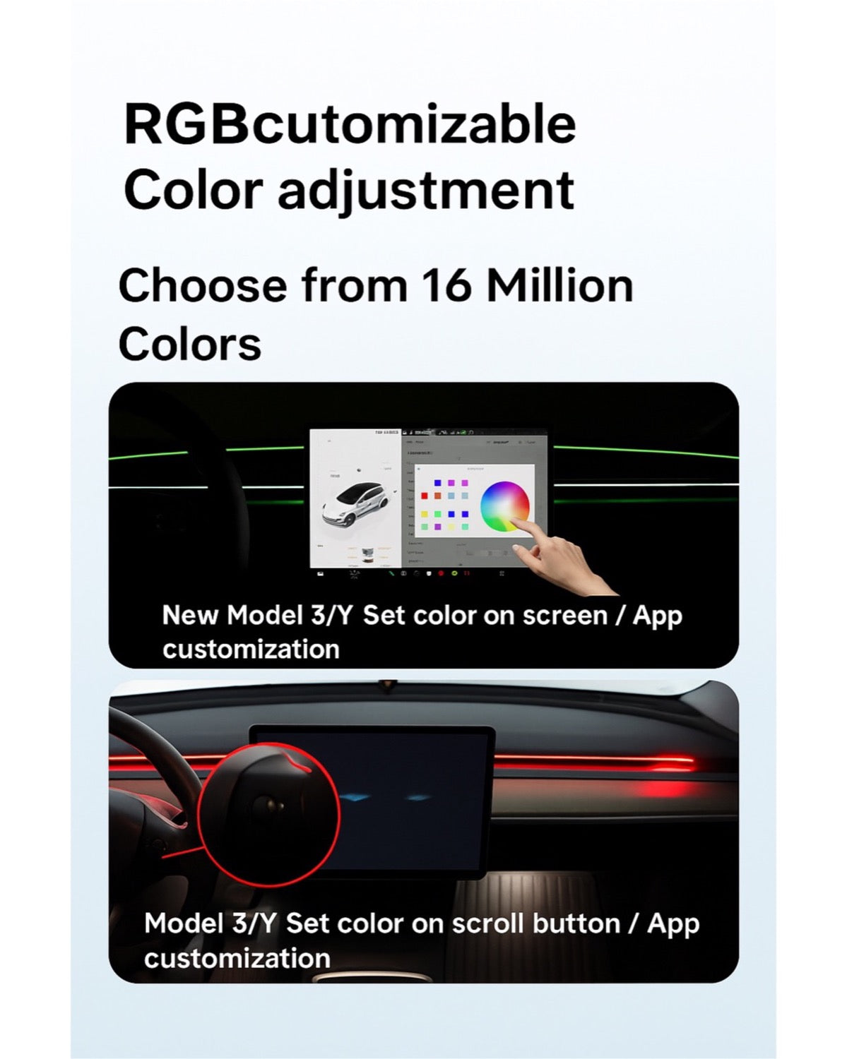🚘 BSD Smart Ambient Light for Tesla Model Y / Model 3