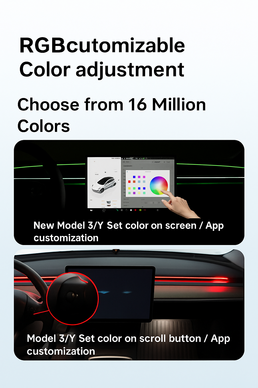 🚘 BSD Smart Ambient Light for Tesla Model Y / Model 3