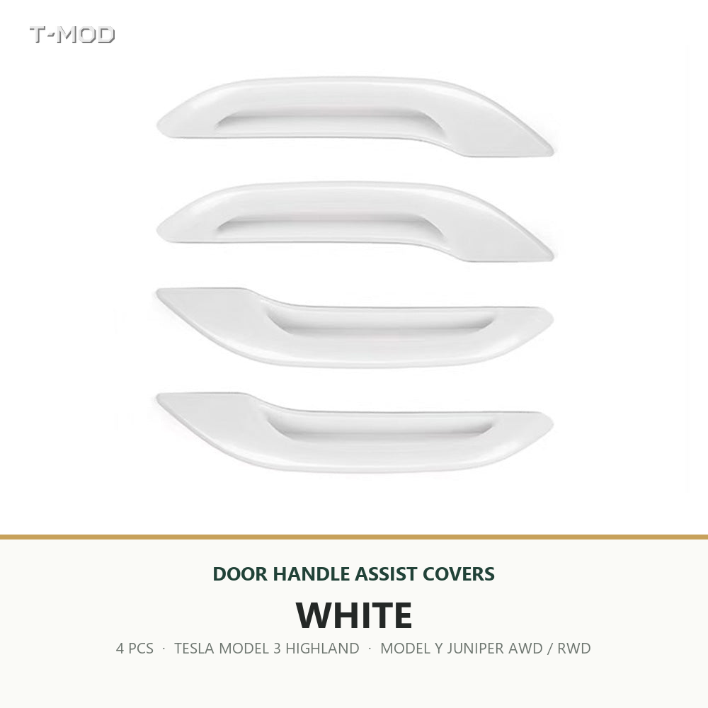 White door handle assist covers, 4 PCS, for Tesla Model 3 Highland and Tesla Model Y Juniper AWD/RWD