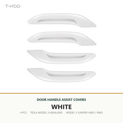 White door handle assist covers, 4 PCS, for Tesla Model 3 Highland and Tesla Model Y Juniper AWD/RWD