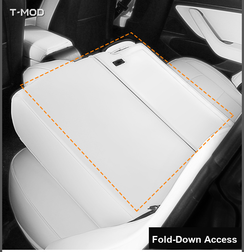 Fold-down rear-seat access detail for the seat-cover set