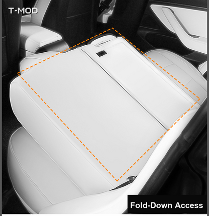 Fold-down rear-seat access detail for the seat-cover set
