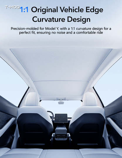 Tesla Model Y Juniper panoramic roof sunshade with original vehicle curvature fit