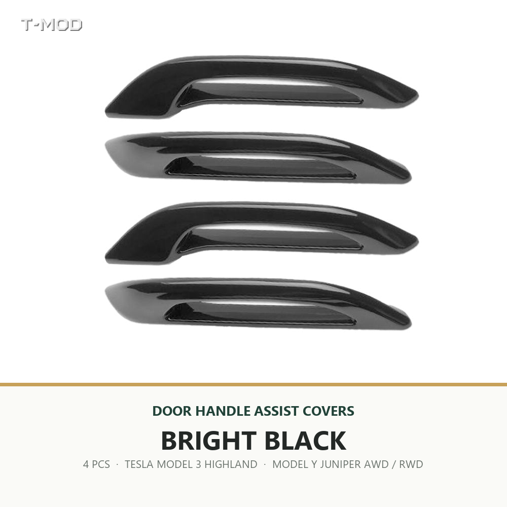 Bright Black door handle assist covers, 4 PCS, for Tesla Model 3 Highland and Tesla Model Y Juniper AWD/RWD