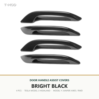 Bright Black door handle assist covers, 4 PCS, for Tesla Model 3 Highland and Tesla Model Y Juniper AWD/RWD