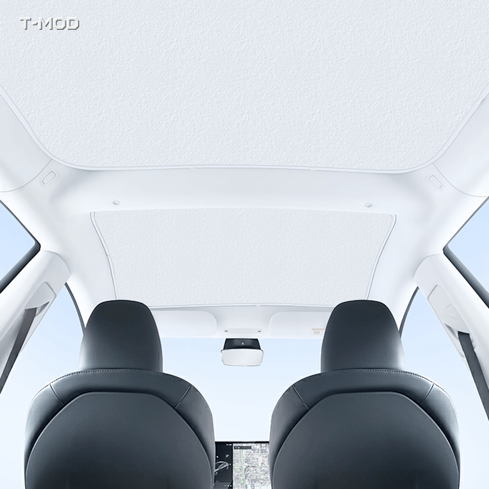 Front and rear coverage of the Tesla Model 3 Highland panoramic roof sunshade