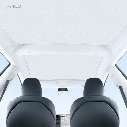 Front and rear coverage of the Tesla Model 3 Highland panoramic roof sunshade