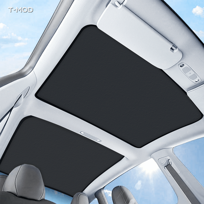 Black two-piece graphene roof sunshade for Tesla Model 3 Highland