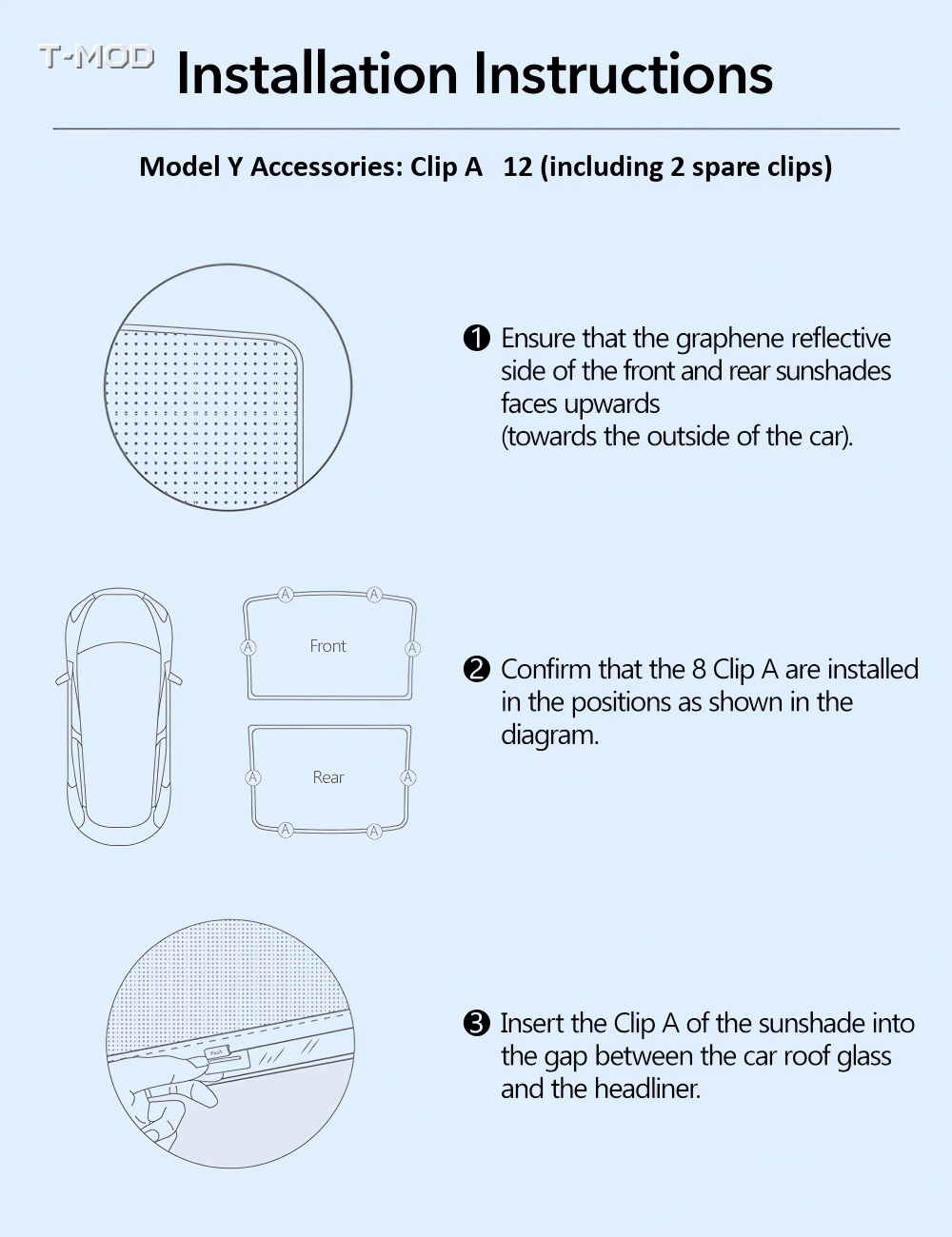 Installation instructions for the Tesla Model Y Juniper roof sunshade
