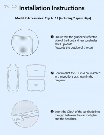 Installation instructions for the Tesla Model Y Juniper roof sunshade