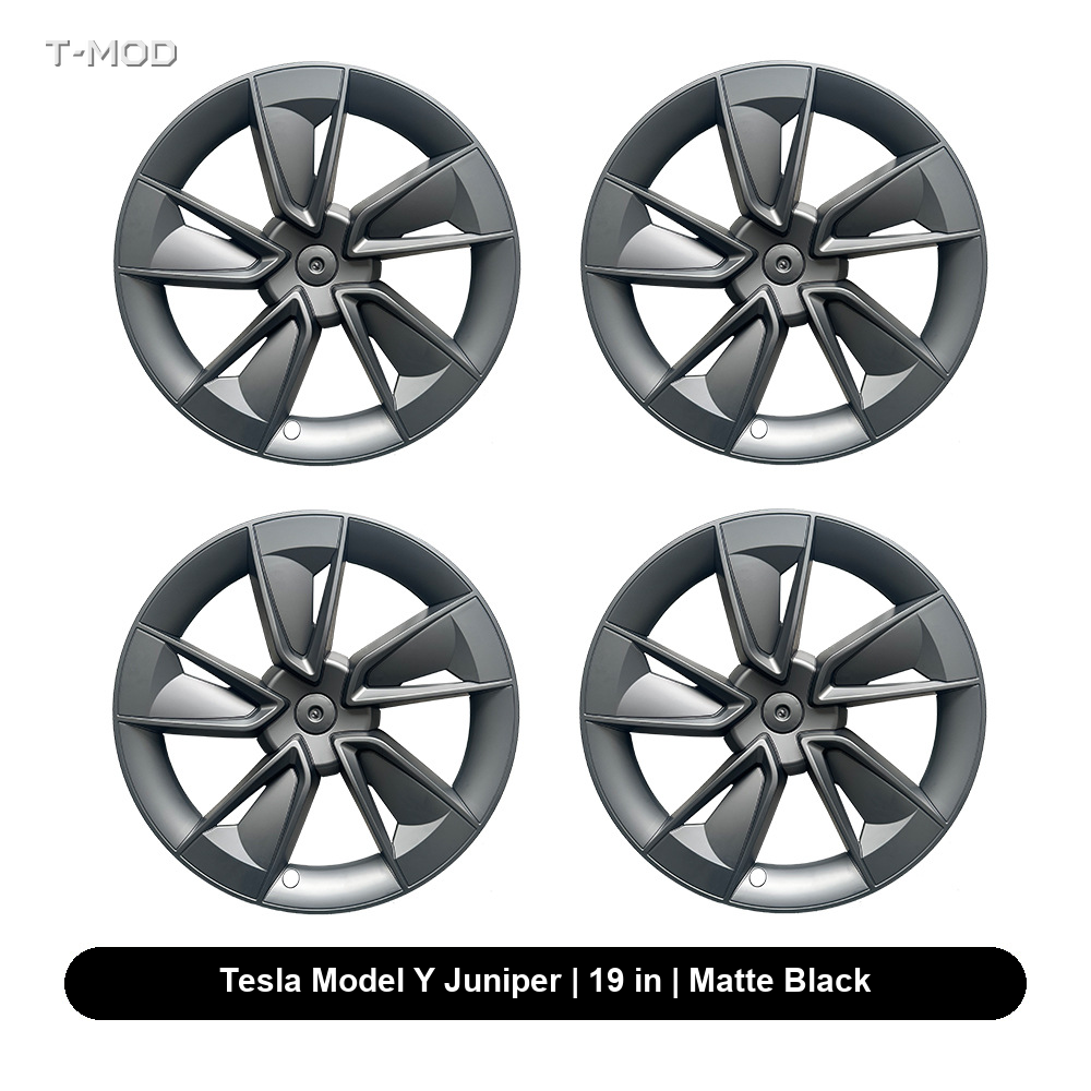 Tesla Model Y Juniper AWD 19 in Cyclone wheel cover set, matte black, 4 PCS