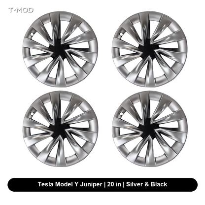 Tesla Model Y Juniper AWD 20 in Cyclone wheel cover set, silver and black two-tone, 4 PCS