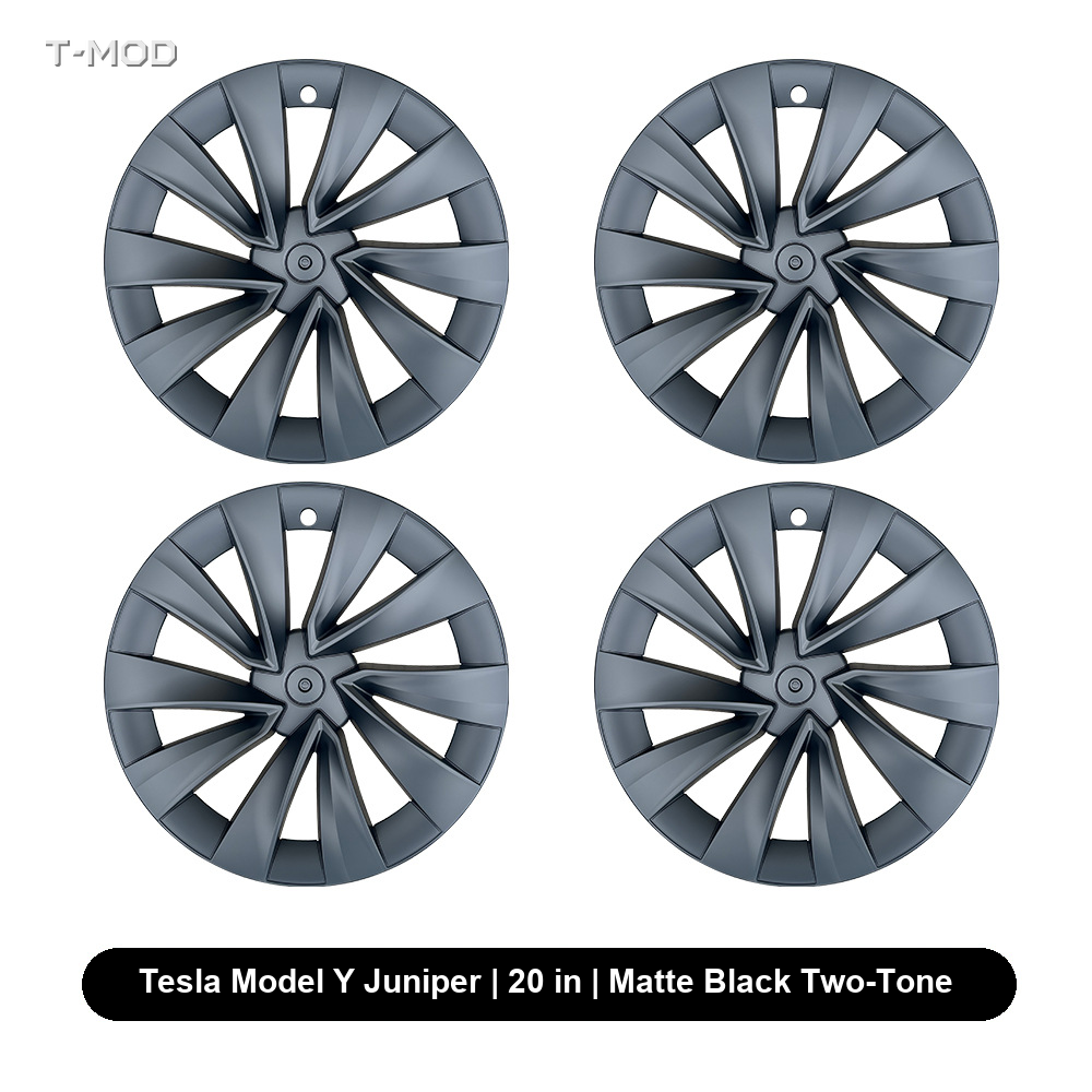 Tesla Model Y Juniper AWD 20 in Cyclone wheel cover set, matte black two-tone, 4 PCS