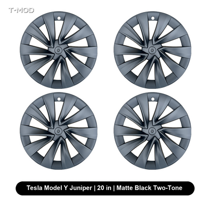 Tesla Model Y Juniper AWD 20 in Cyclone wheel cover set, matte black two-tone, 4 PCS