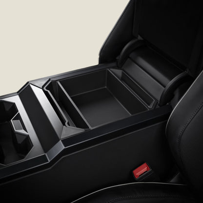 ABS Armrest Organizer Storage Tray for Tesla Cybertruck (2024+) installed