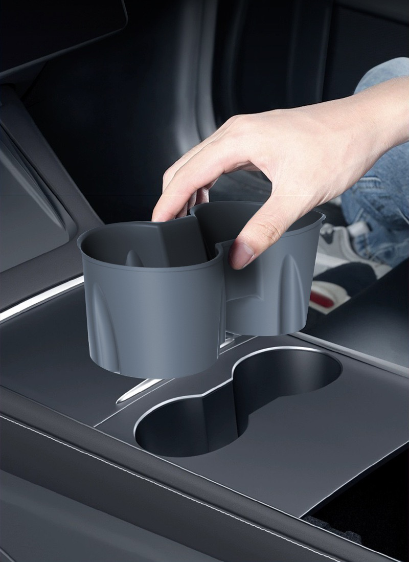 Upgraded Central Console Cup Holder Stabilizer for Tesla Model Y/3 (2021-2023): Enhanced Stability & Fit Accessory with Slot Limiting Design for Secure Drink Placement