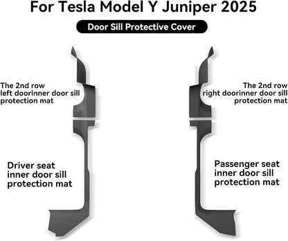 Tesla Model Y Juniper 2025 Front & Rear Door Threshold Strip 2nd Row Seat Lower Protector Anti-dust Pads Door Sill Protective Cover