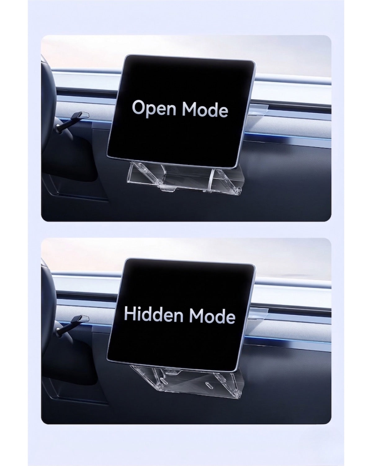 Center Console Under-Screen Organizer Box for Tesla Model 3 (2024+)/Y(2026+) - Open & Clamshell Options