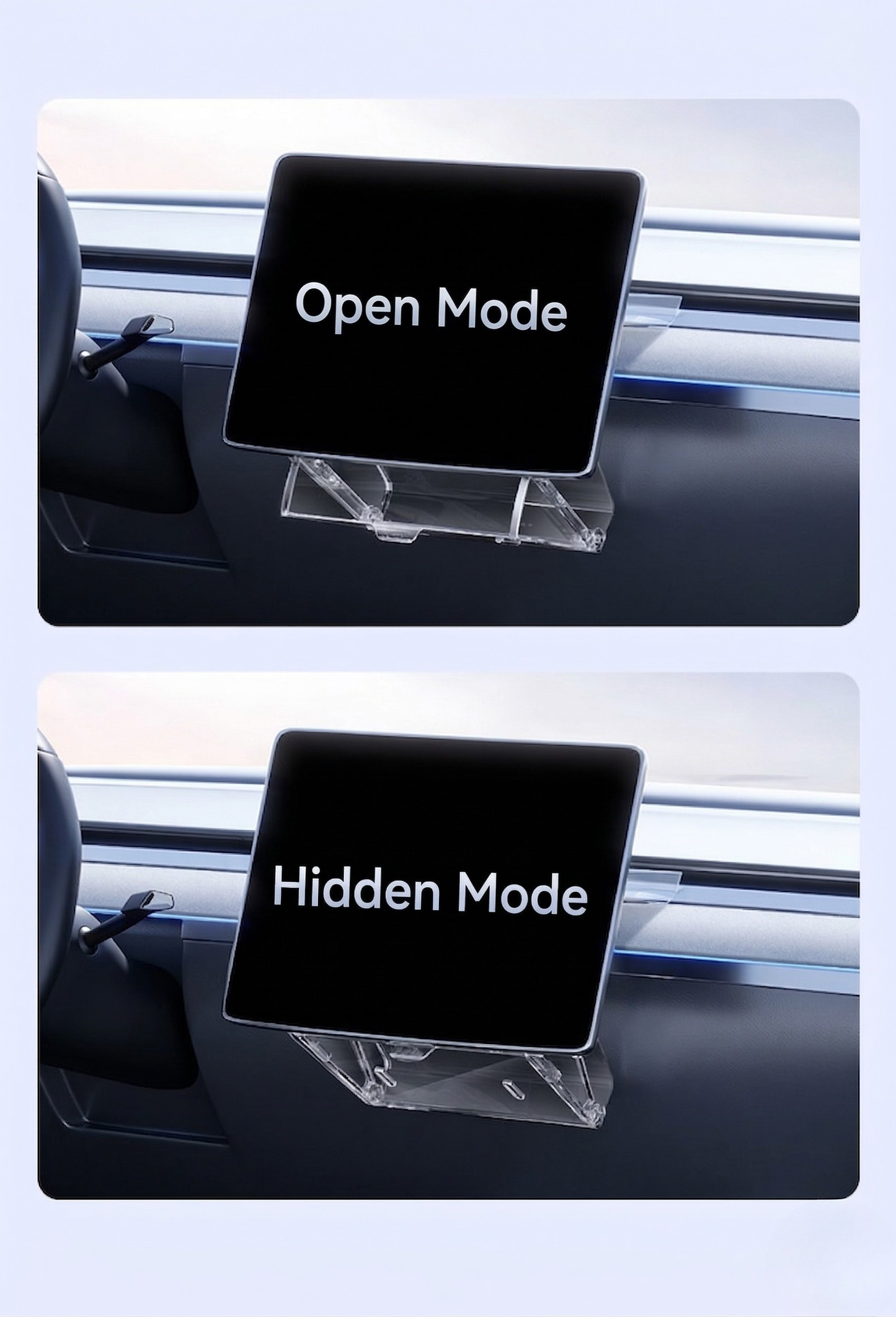 Center Console Under-Screen Organizer Box for Tesla Model 3 (2024+)/Y(2026+) - Open & Clamshell Options 8 | T-MOD Canada