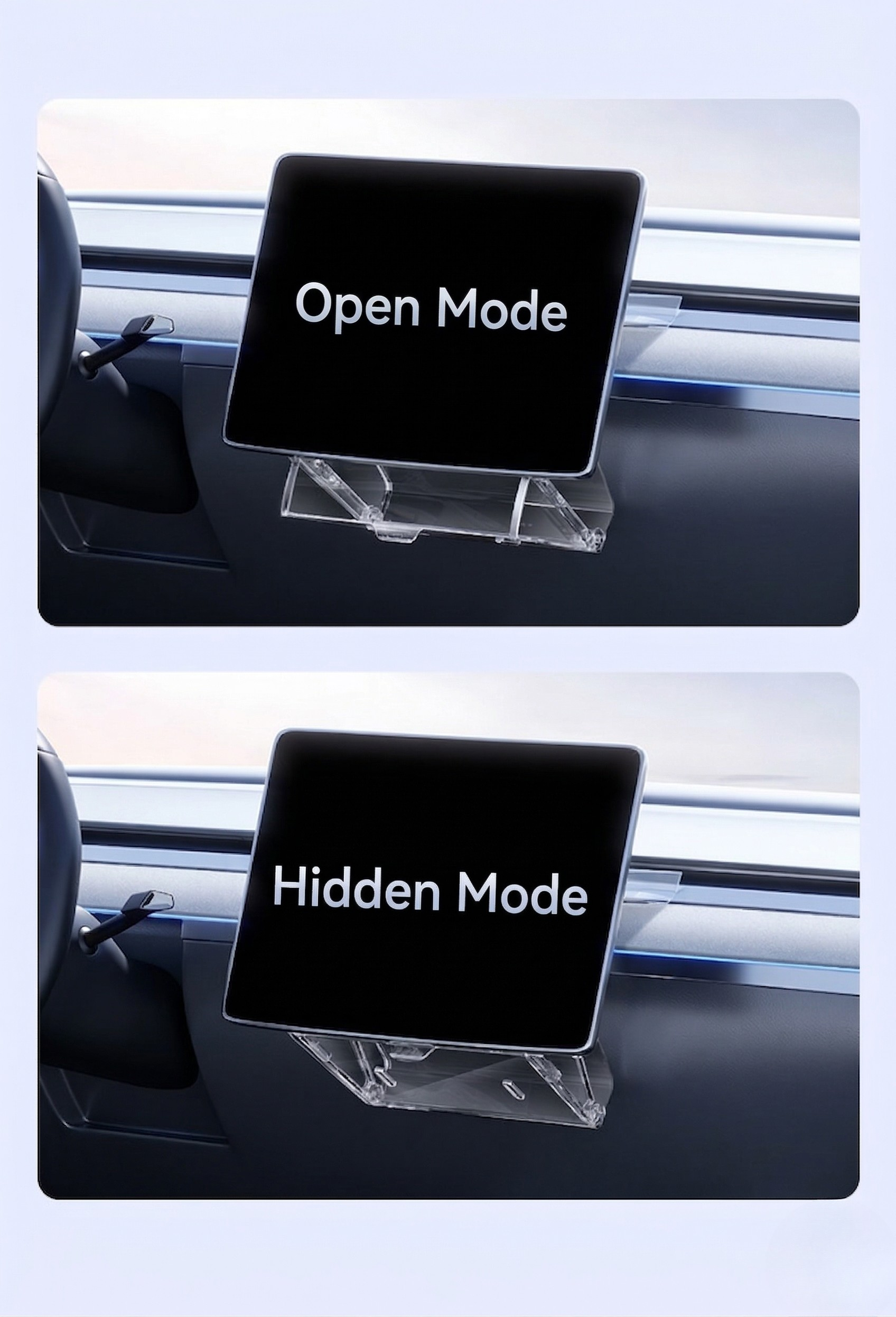Center Console Under-Screen Organizer Box for Tesla Model 3 (2024+)/Y(2026+) - Open & Clamshell Options 8 | T-MOD Canada