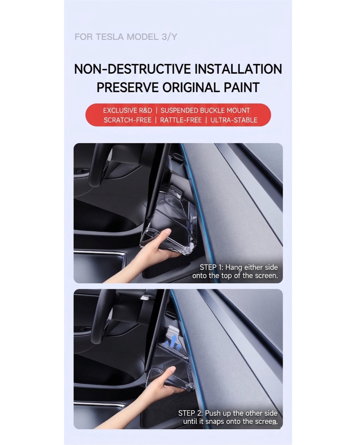 Center Console Under-Screen Organizer Box for Tesla Model 3 (2024+)/Y(2026+) - Open & Clamshell Options