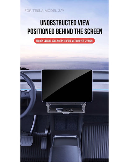 Center Console Under-Screen Organizer Box for Tesla Model 3 (2024+)/Y(2026+) - Open & Clamshell Options