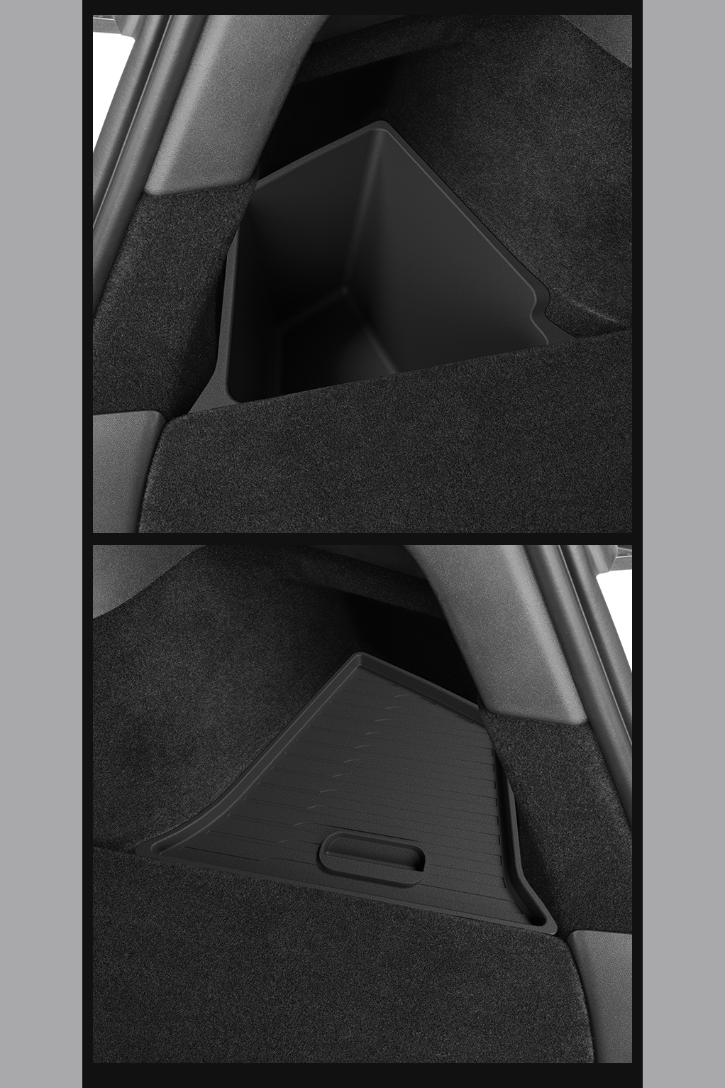 T-mod Latest Version 2021-2025 Tesla Model Y Rear Trunk  Bin  with Lids, Side Storage Protector Packets for Model Y 5-Seater