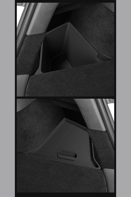 T-mod Latest Version 2021-2025 Tesla Model Y Rear Trunk  Bin  with Lids, Side Storage Protector Packets for Model Y 5-Seater