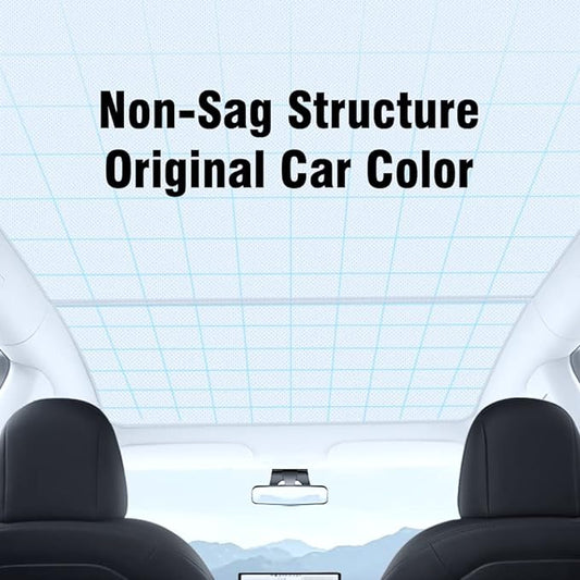 Glass Roof Sunshade for Model Y, Non-Sag Foldable Sunroof Sun Shade UV Reflector for 2021-2024 Tesla Model Y(Original Car Color), Silver (MR-SR-Y1)