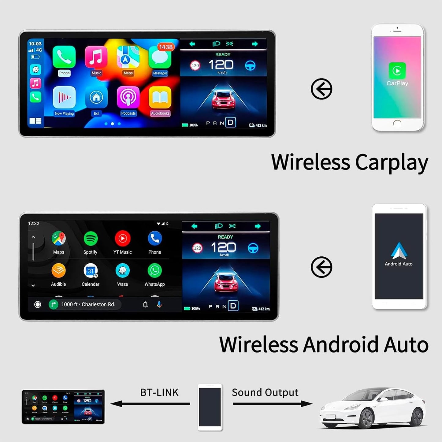 CarPlay Screen for Tesla Model Y (2020-2023+) & Model 3 (2018-2023+)